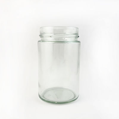 Clear 375ml Straight Sided Glass Jars With Lids 70mm Deep Skirt Finish